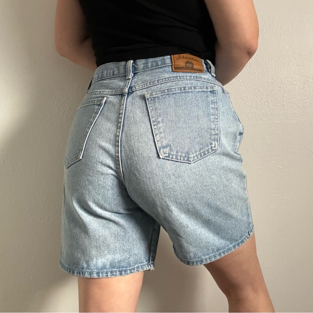 ST. JOHNS BAY Vintage 90s Light Wash Denim Retro High Rise Bermuda Mom Shorts